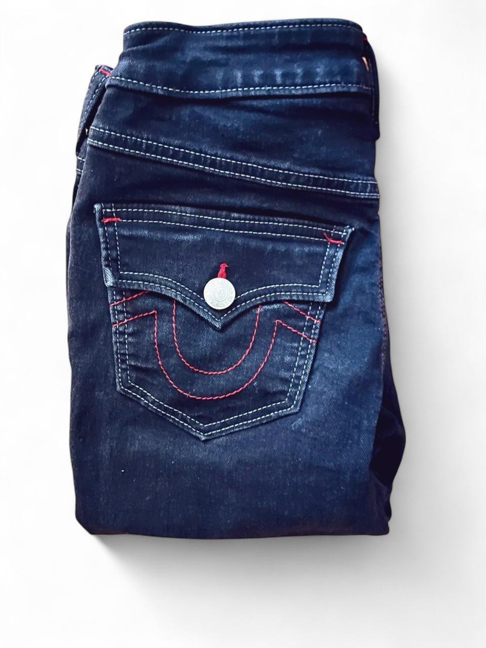 Dark Indigo Jeans with Red Contrast Stitching